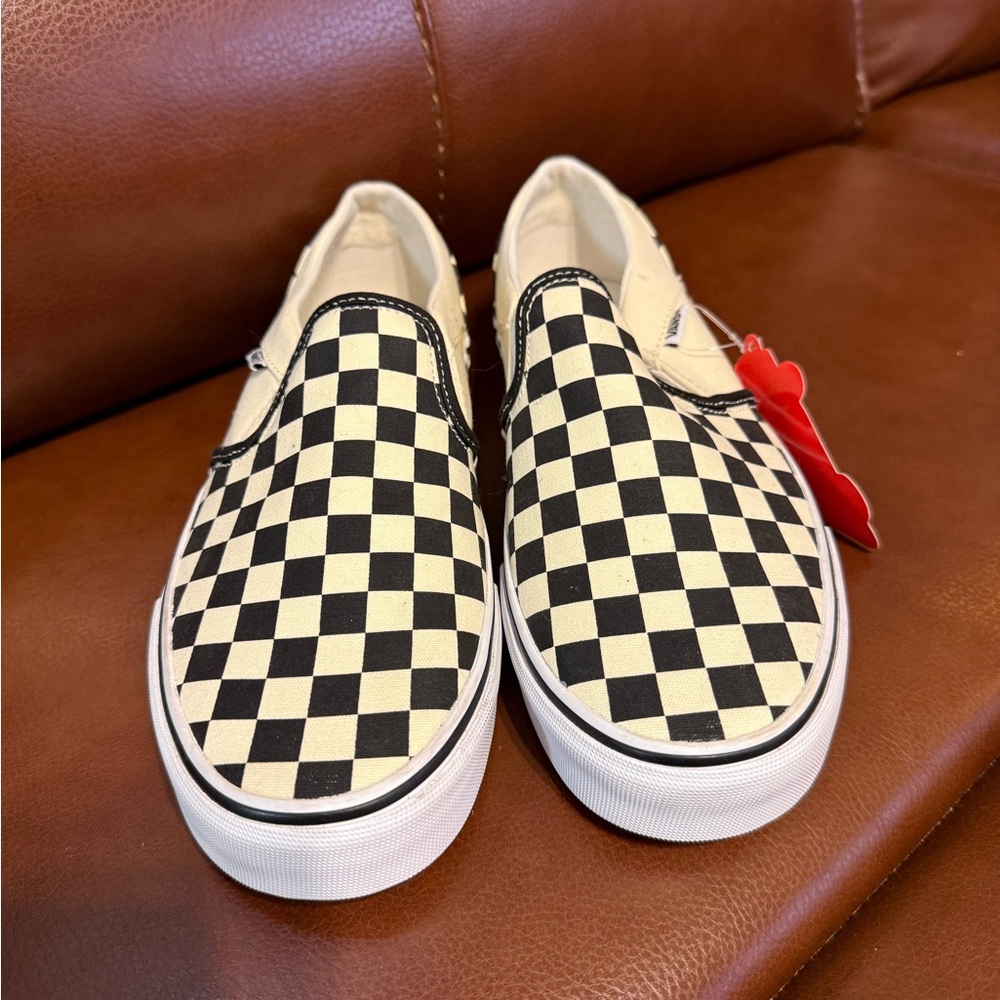 Vans Black and White Slip-On Shoes